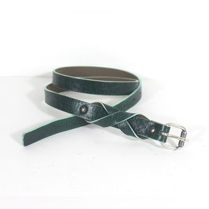 1980’s OLSEN Dark Green Leather Belt with Infinity Crossed Keeper Loop Silver